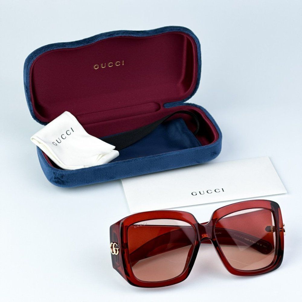 NEW Gucci GG1402SA 003 Burgundy Pink Women Square Sunglasses GG 1402SA - Picture 12 of 13